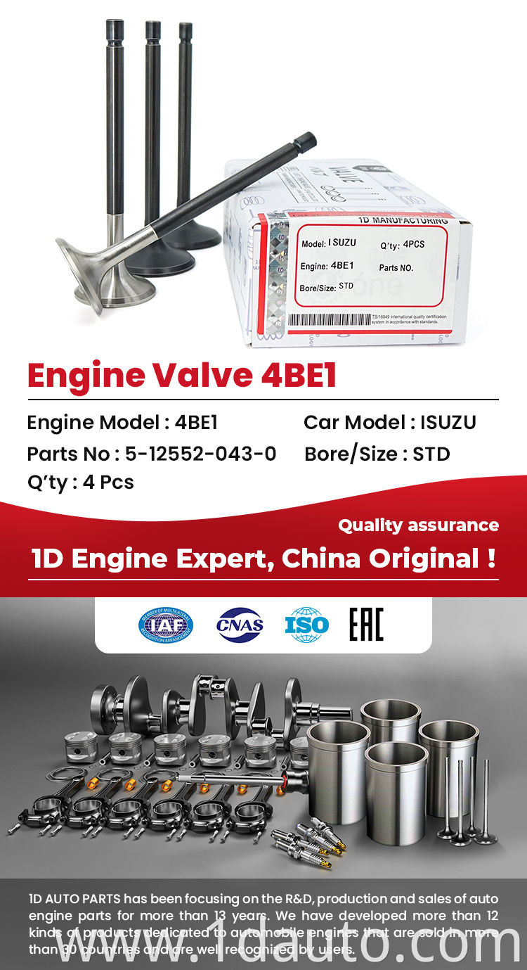 Isuzu 4BE1 Engine Intake Exhaust Valve